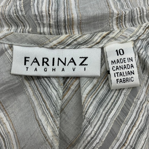Farinaz Taghavi Gray & White Striped Ruffle Top - Picture 4 of 6